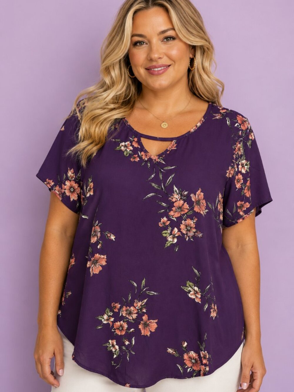 Torrid Keyhole Floral Blouse